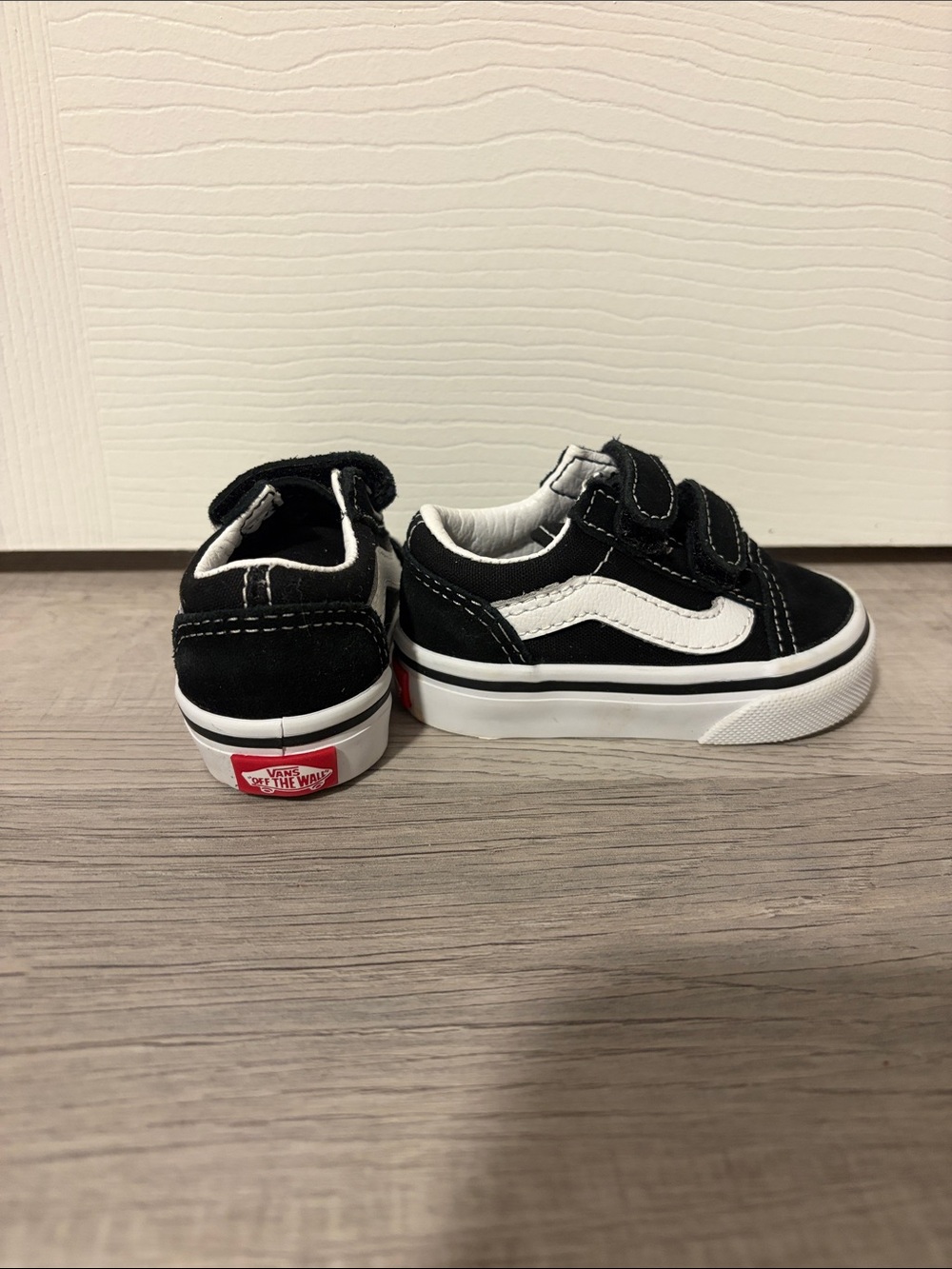 Vans Infant/Baby Black & White Velcro Old Skool Sneakers